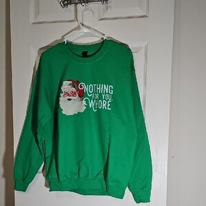 Nothing For You Wh*re Funny Santa Green Christmas Crewneck Sweatshirt Size M